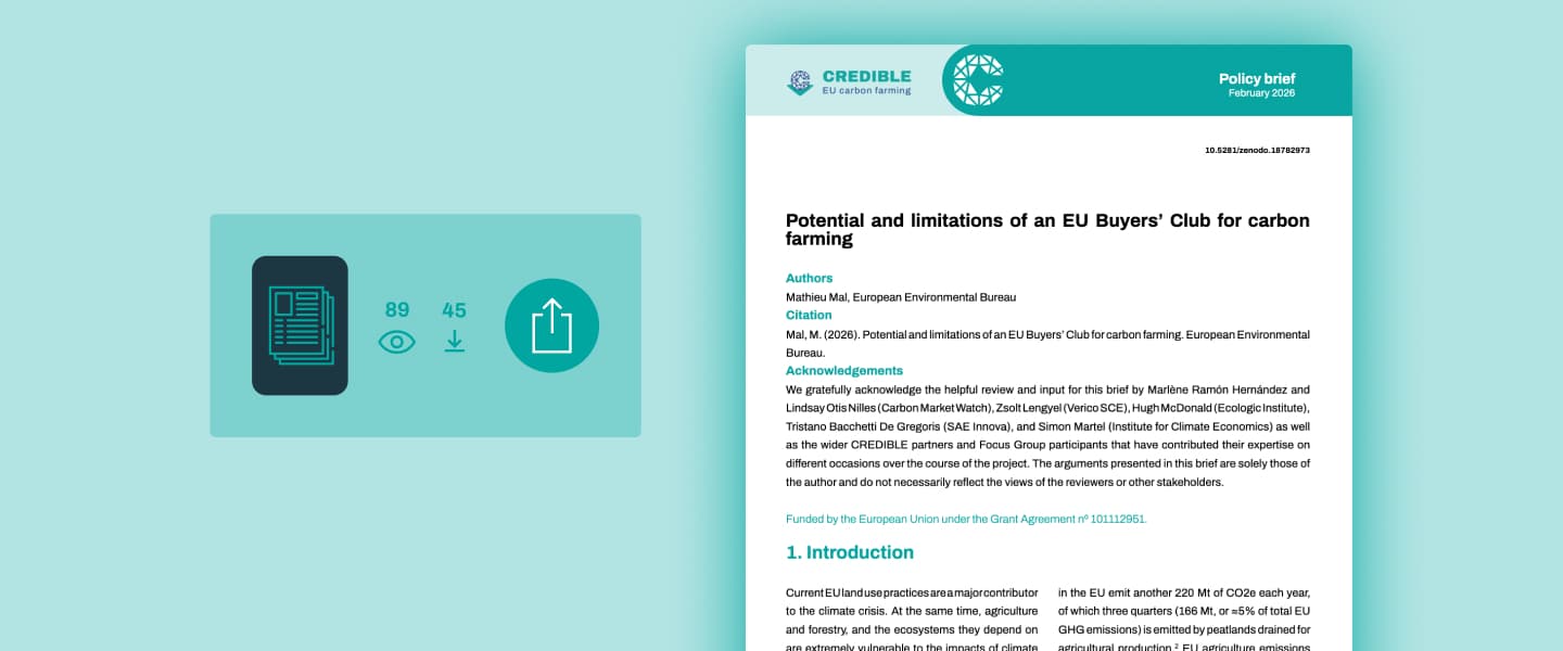 CREDIBLE policy brief on the potential and limitations of an EU Buyers’ Club for carbon farming.